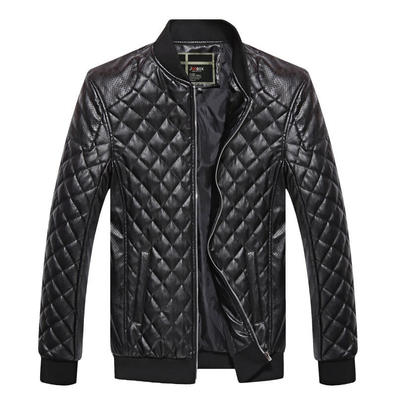 Faux Leather Stitched Motorcycle Jacket