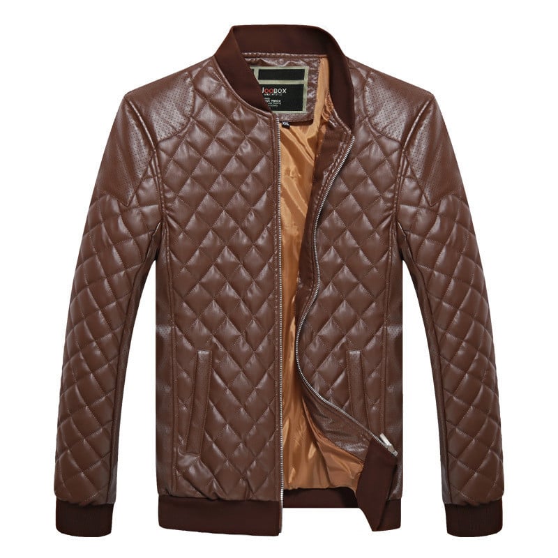Faux Leather Stitched Motorcycle Jacket