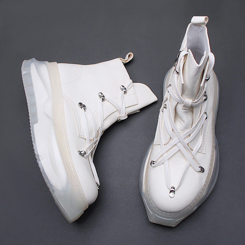 Genuine Leather High-Top Winter Motorcycle Boots