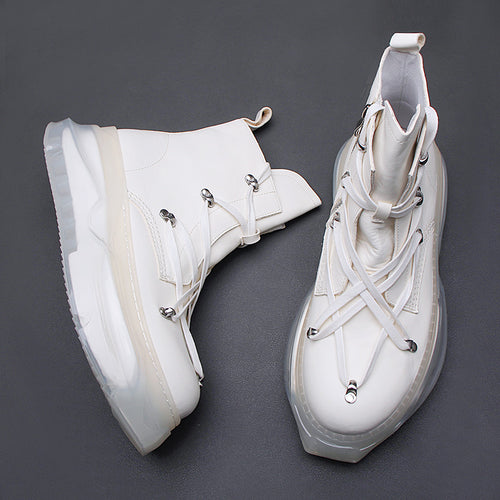 Genuine Leather High-Top Winter Motorcycle Boots