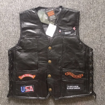 Men's Classic Leather Motorcycle Vest