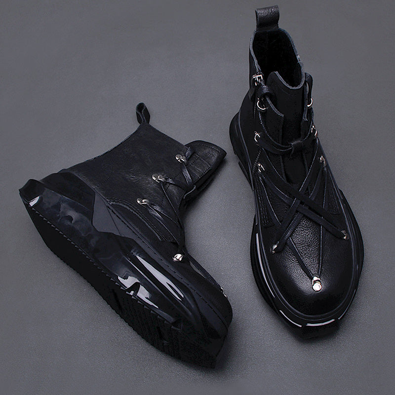 Genuine Leather High-Top Winter Motorcycle Boots