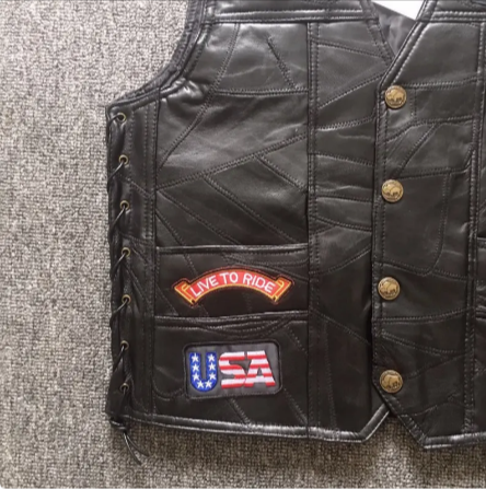 Men's Classic Leather Motorcycle Vest
