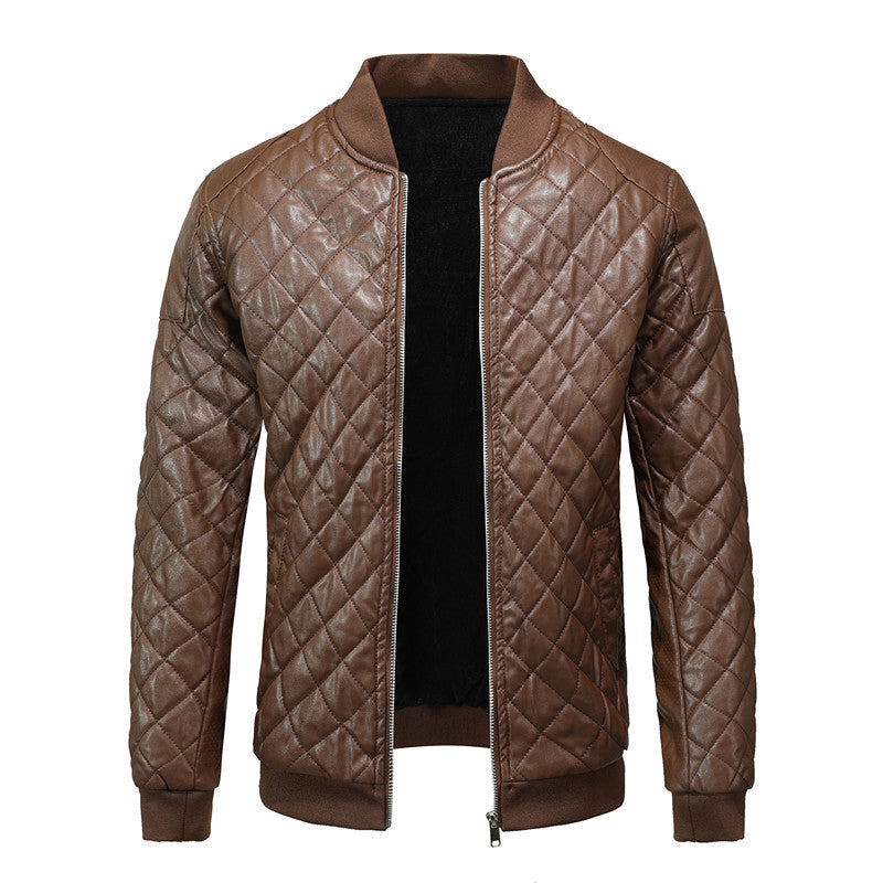Faux Leather Stitched Motorcycle Jacket