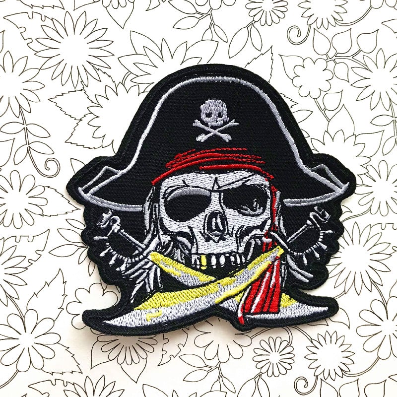 Skull Motorcycle Embroidered Cloth Sticker